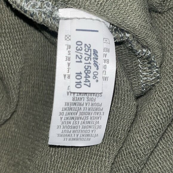 Aerie Olive Green Crew Neck Raw Edge Sweatshirt, Drop‎ Sleeve, Relaxed Fit XS - Picture 11 of 12